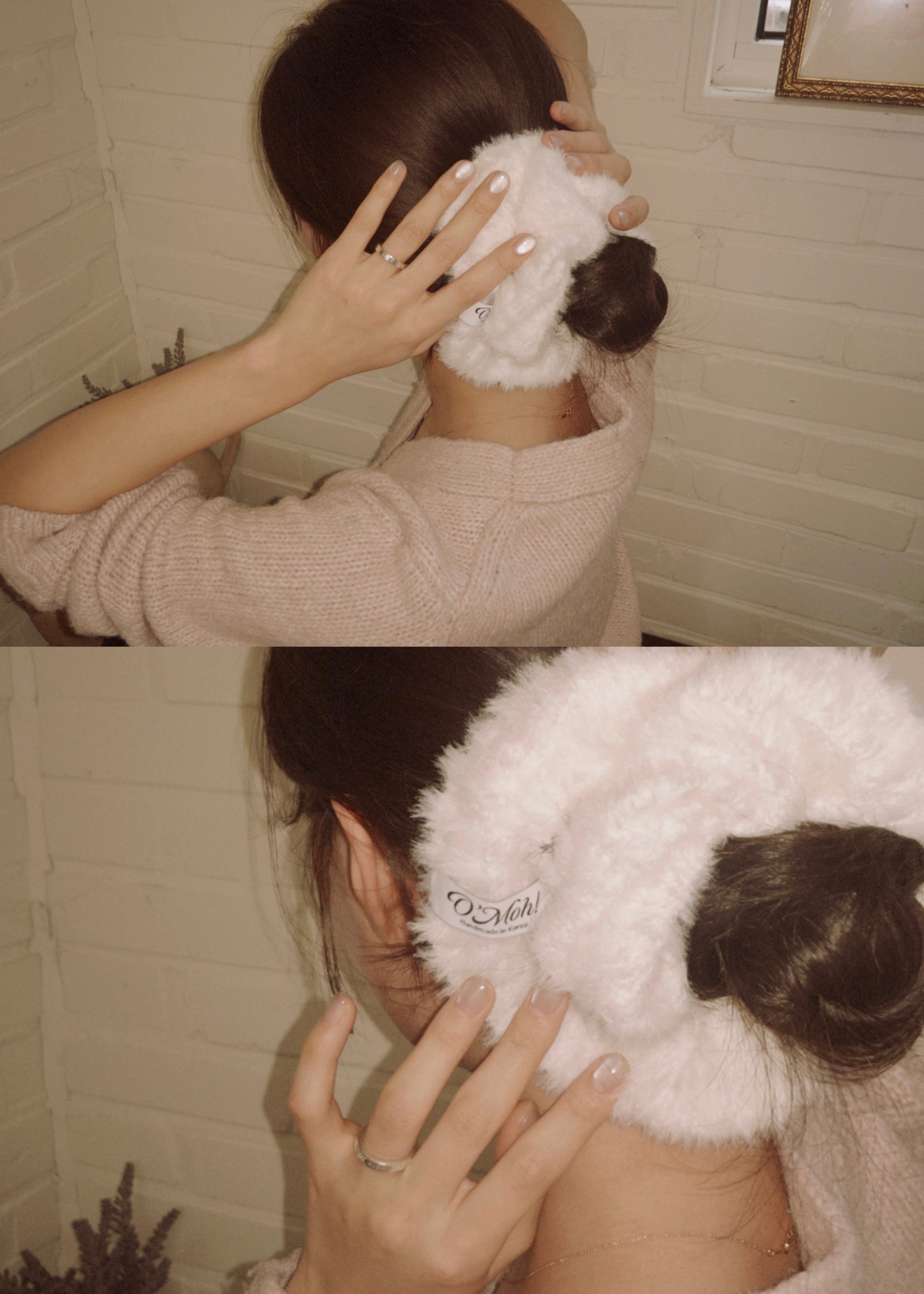 White Plush Scrunchie