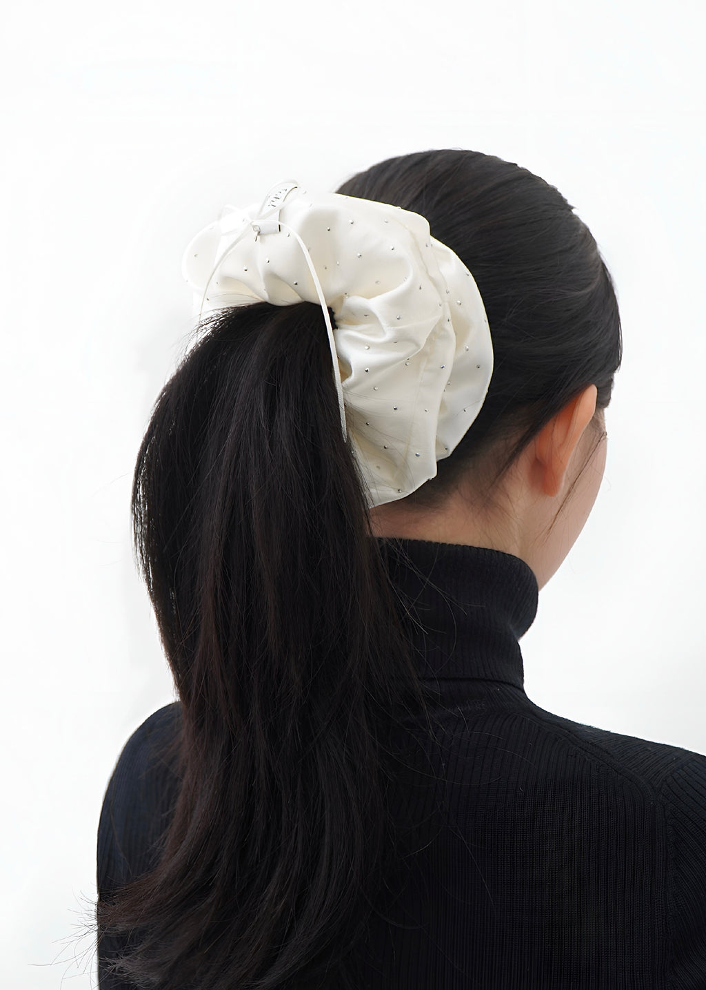 White Studded Scrunchie