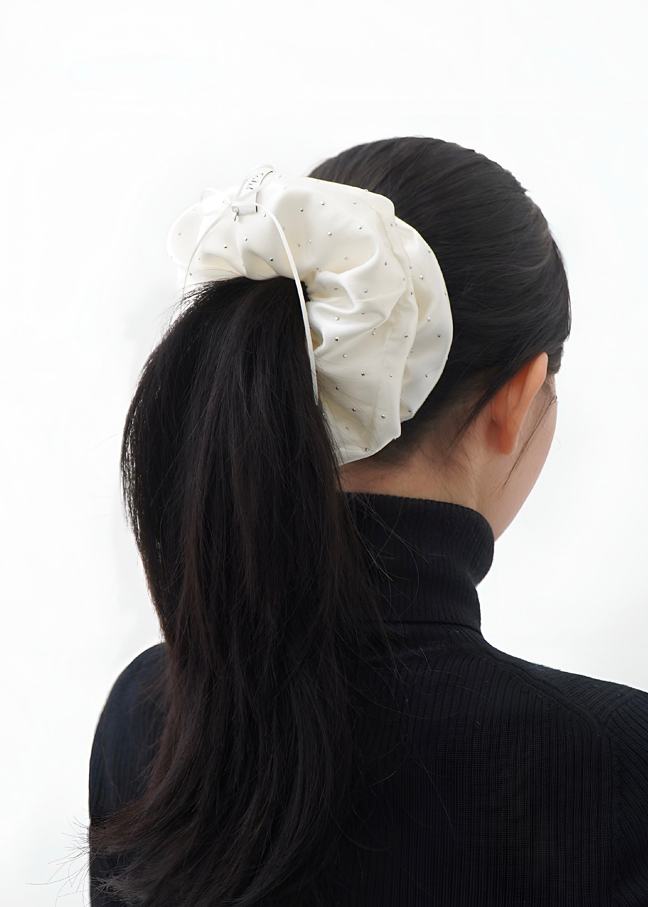 White Studded Scrunchie