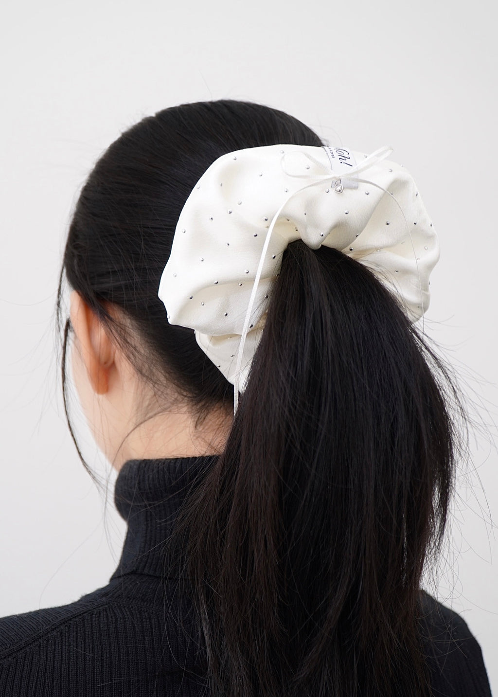 White Studded Scrunchie