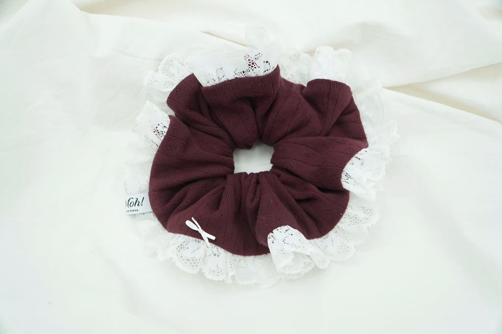 Burgundy Lace Scrunchie
