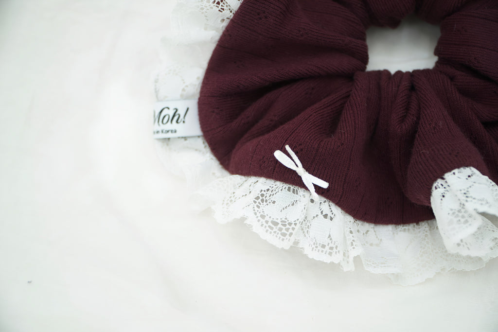 Burgundy Lace Scrunchie