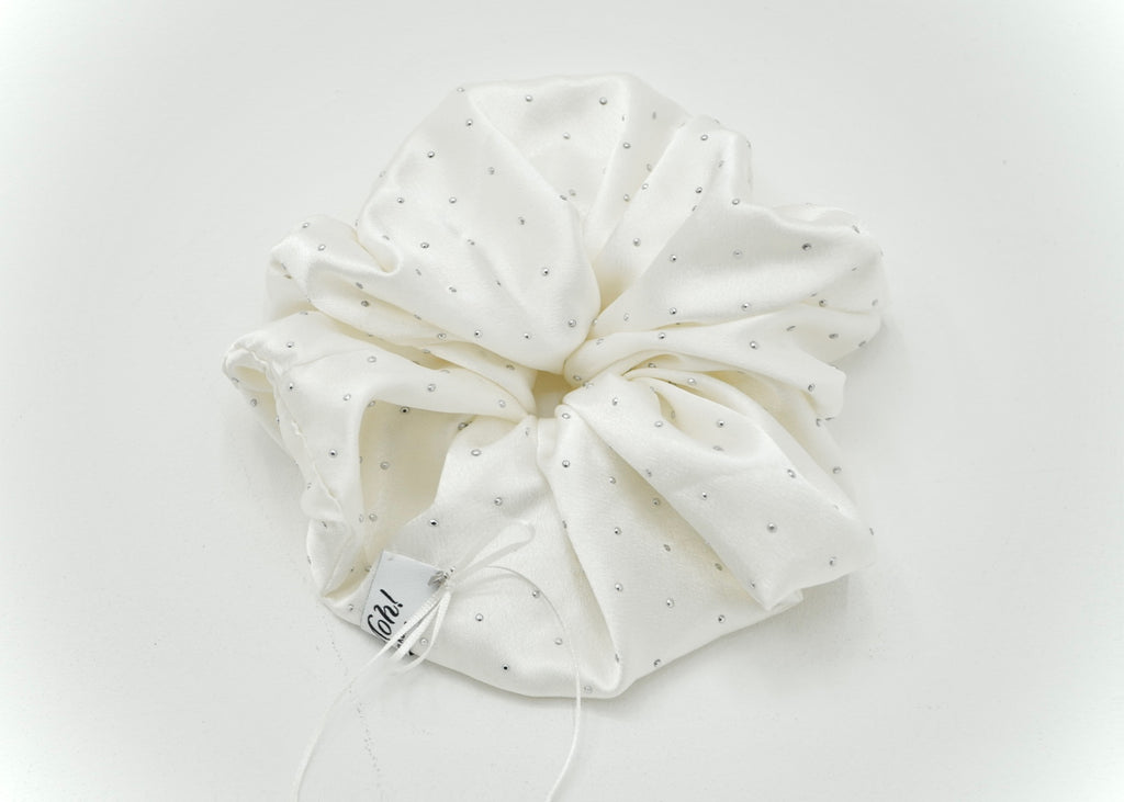 White Studded Scrunchie