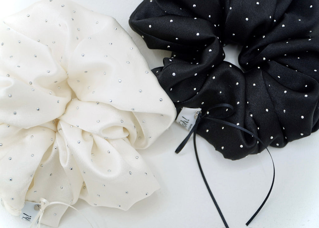 White Studded Scrunchie