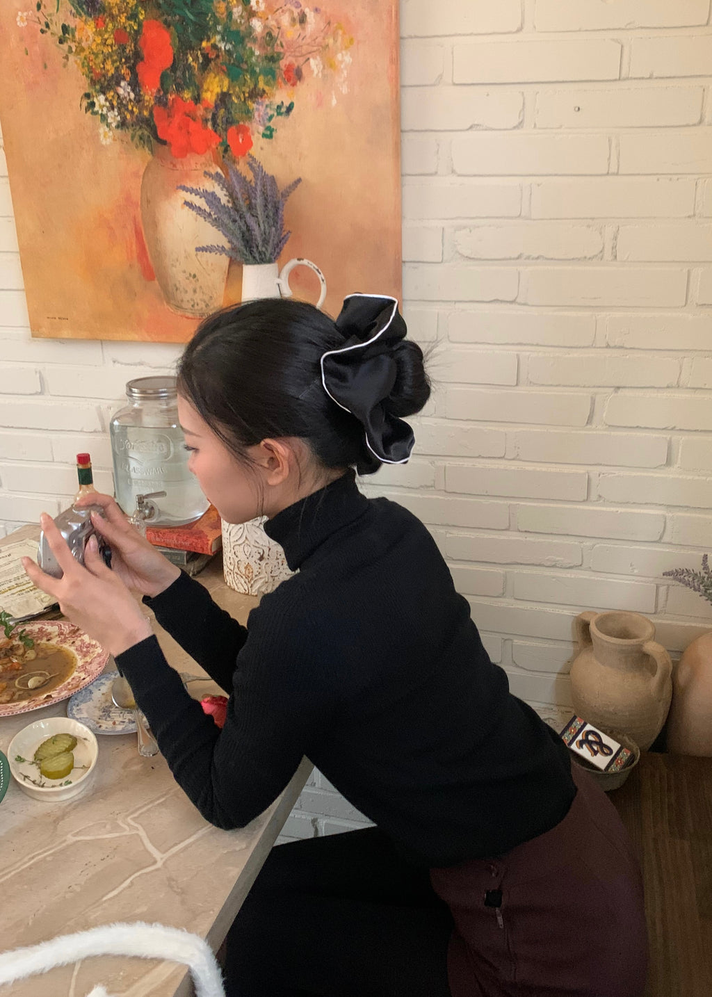 Black Silk Scrunchie