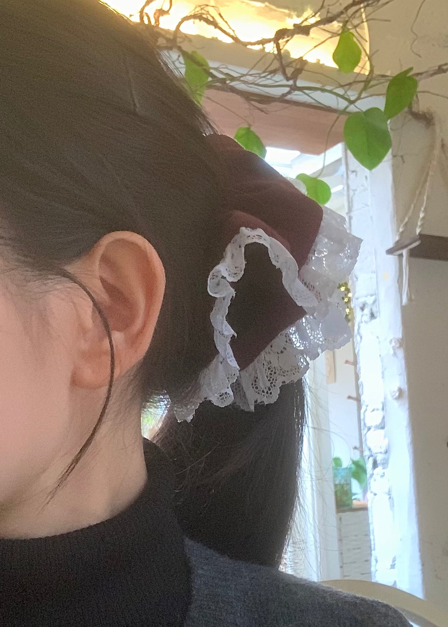 Burgundy Lace Scrunchie